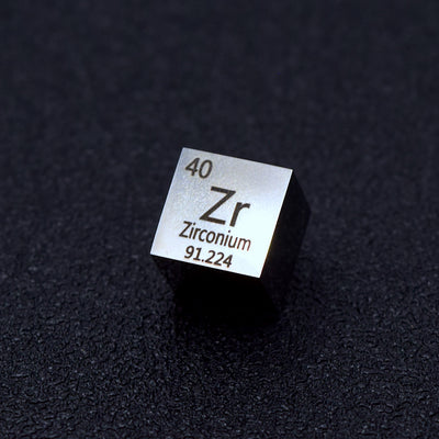 Solid Zirconium Polished Density Cube 10mm - 6.52g