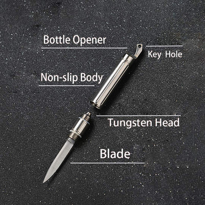 Titanium Survival EDC: Bottle Opener + Glass Breaker + Knife