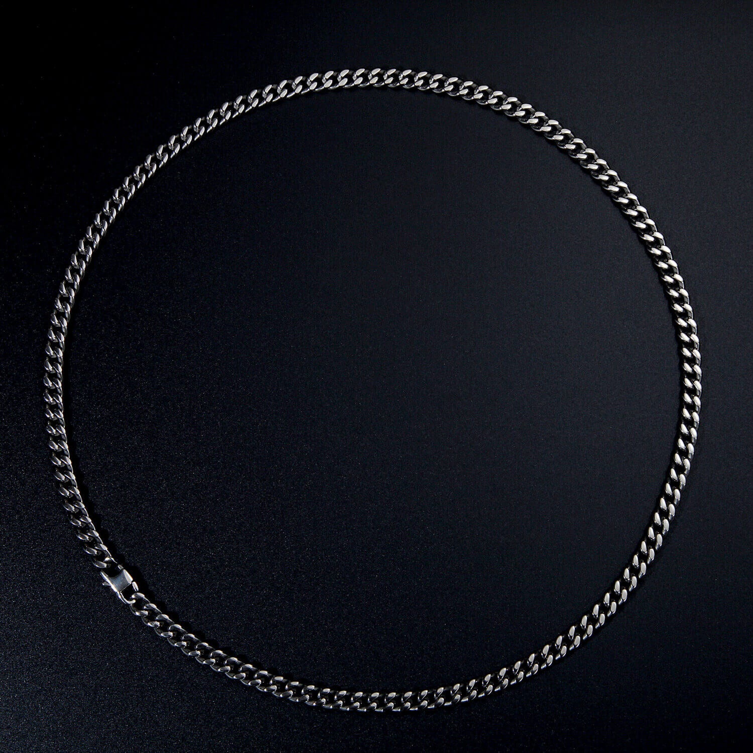 Black Titanium 7mm Curb Necklace Chain Sz 40