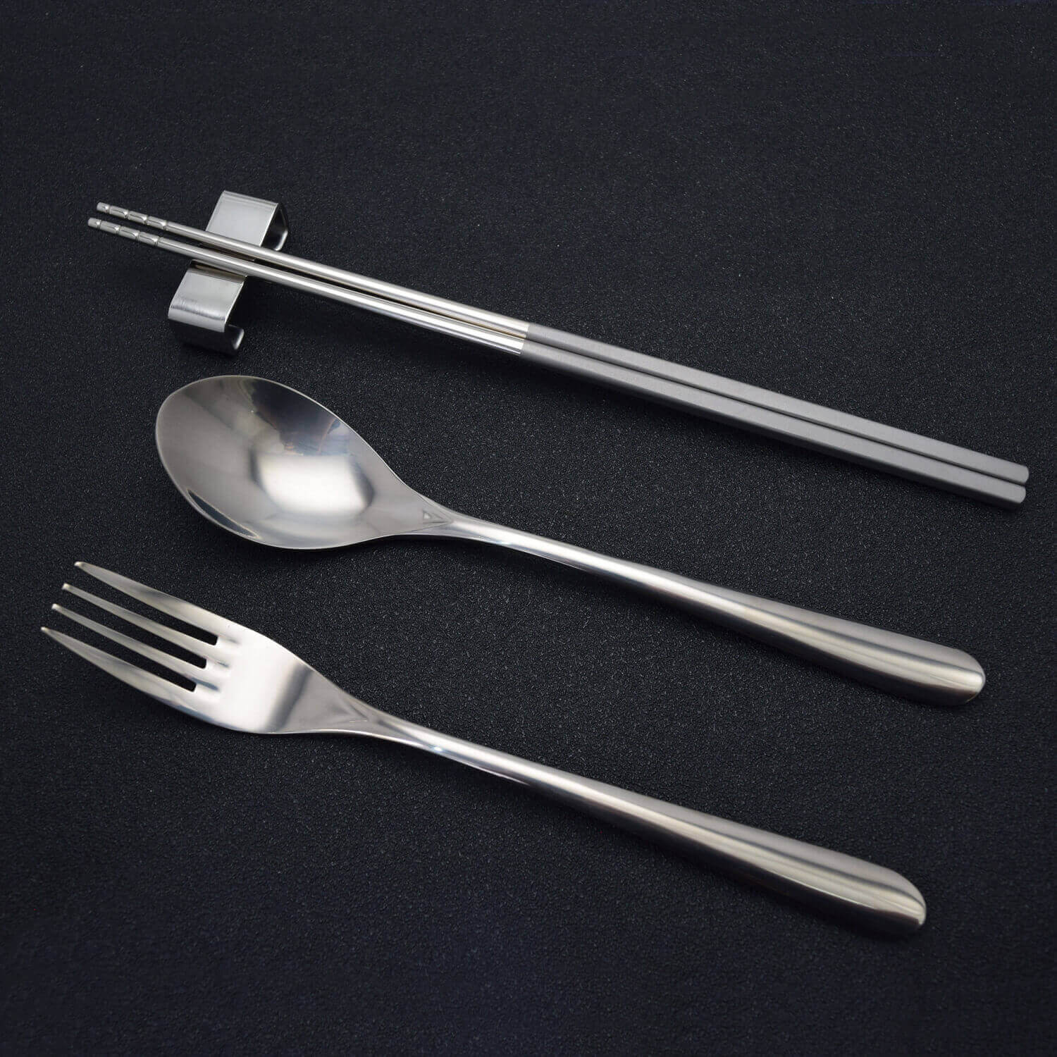 Titanium Cutlery Set: Spoon, Fork, Chopsticks
